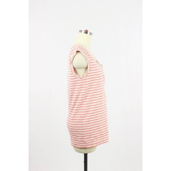 MARC BY MARC JACOBS Coral Pink White Striped Cotton Tunic Tank Top, Size S - Picture 2 of 9